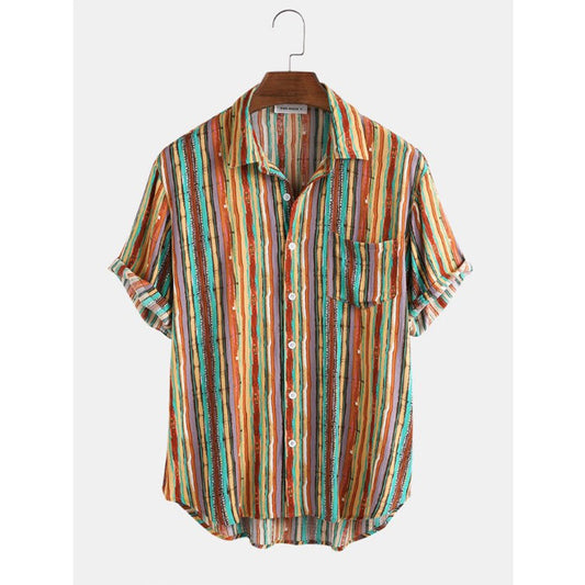 Stripe Short Sleeve Beach Shirt