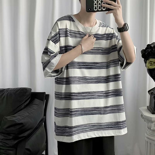 Couple Cotton Striped Short Sleeves