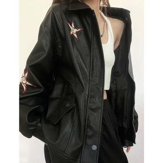 Vintage Embroidered Leather Coat