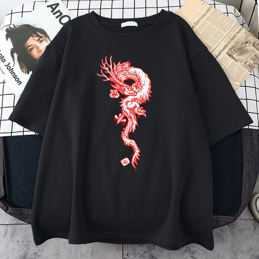 Japanese Dragon Printing T-Shirt